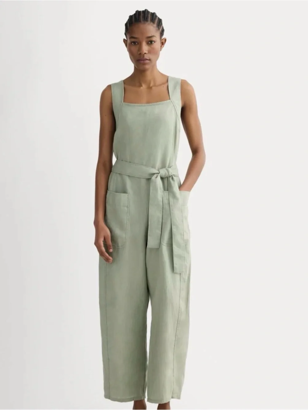 Everlane Green Utility Coverall in Linen